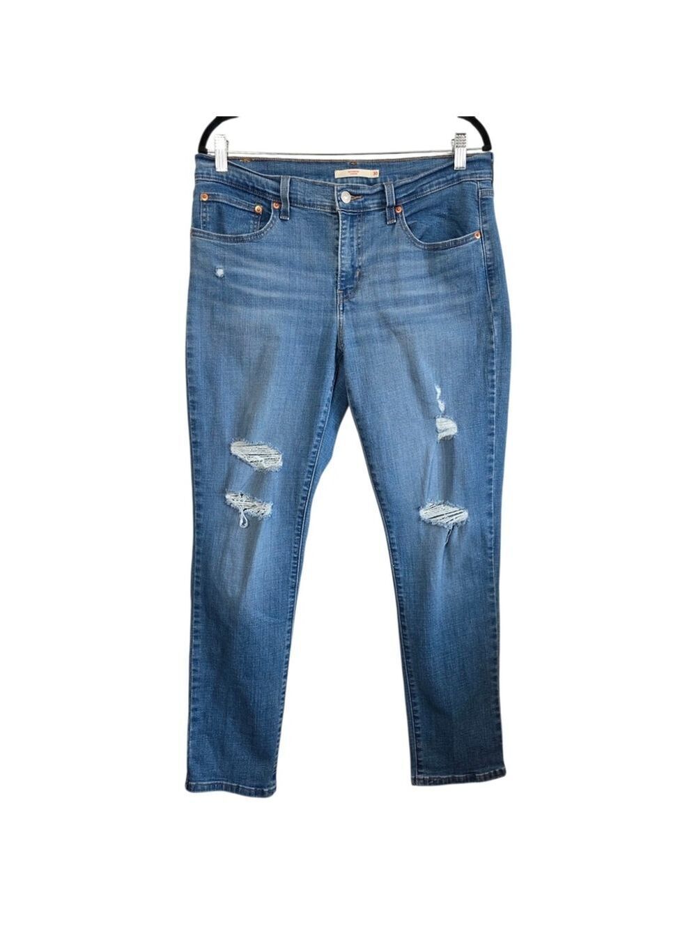 Levi’s 501 Boyfriend Copain Jeans Size 30 Distressed Medium Wash Straight Leg